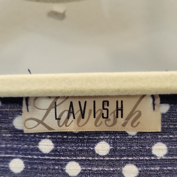 Lavish Midnight Blue and White Dot Blouse - Picture 2 of 8